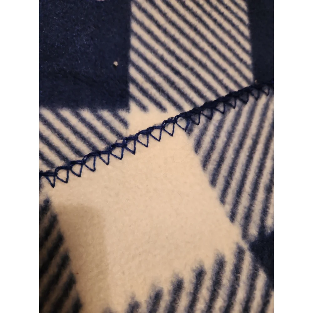 Cannon buffalo check plaid fleece 100% polyester throw blanket 58X49 blue white